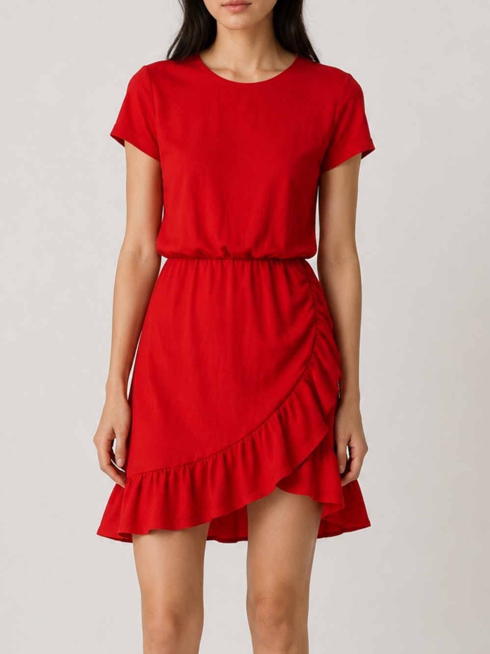 Banana‎ Republic Red Ruffle Wrap-Style Mini Dress size XS